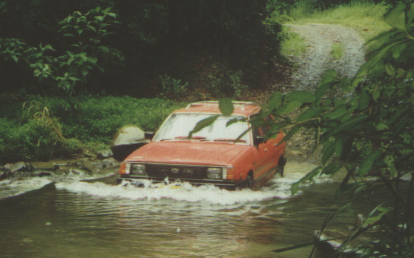 Subie doing a deeper water crossing, with a bit more care.